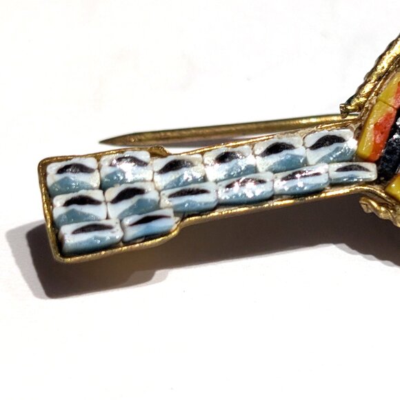 Micro Mosaic Vintage Lute or Mandolin brooch - Picture 4 of 5